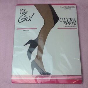 On the Go! Hosiery Sheer Toe Ultra Sheer XL Queen Coffee Color Pantyhose